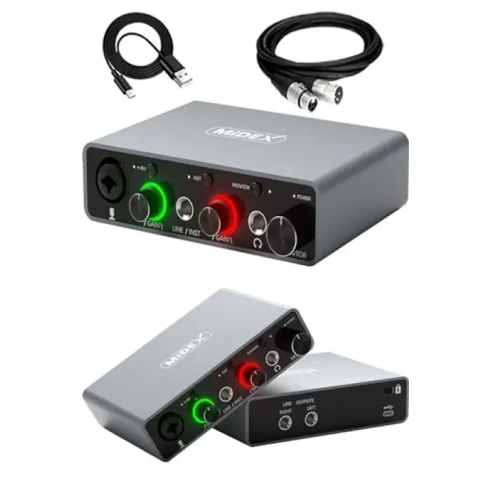Glx-700 g Xlr Üst Segment USB Stüdyo Ses Kartı, 2 Giriş, 2 Çıkış, 24bit/192kHz