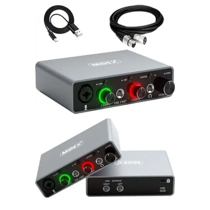 Glx-700 g Xlr Üst Segment USB Stüdyo Ses Kartı, 2 Giriş, 2 Çıkış, 24bit/192kHz