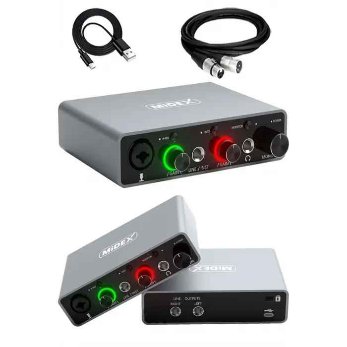 Glx-700 g Xlr Üst Segment USB Stüdyo Ses Kartı, 2 Giriş, 2 Çıkış, 24bit/192kHz