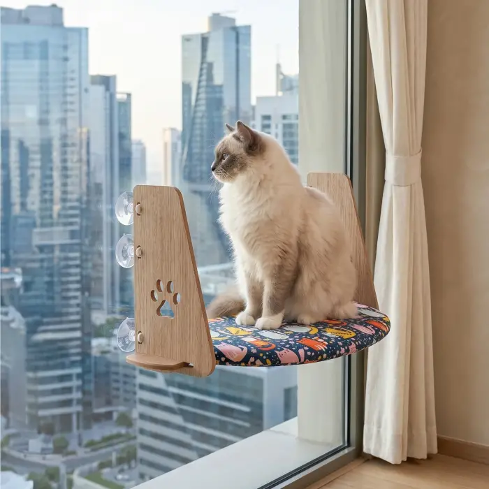 Gobypet Vantuzlu Oval Cama Yapışan Kedi Yatağı
