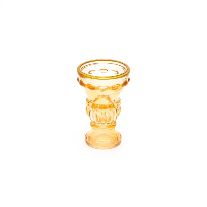 Gold Detaylı Amber Kristal Cam Şamdan Mumluk