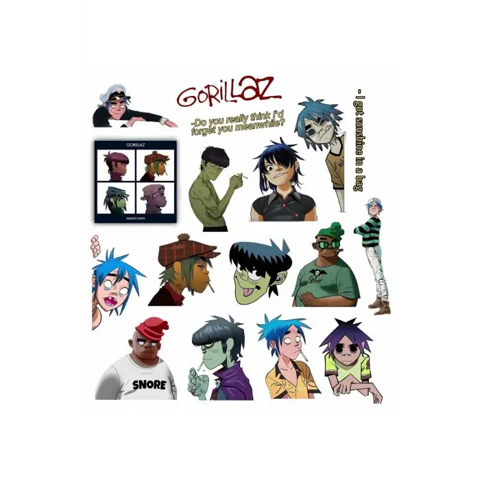 Gorillaz Macbook Notebook Tablet Telefon Ajanda Laptop Defter Sticker Seti