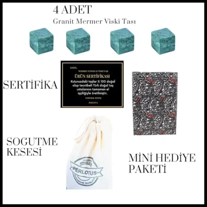 Granit 4 Adet Viski Taşı Soğutma Kesesinde