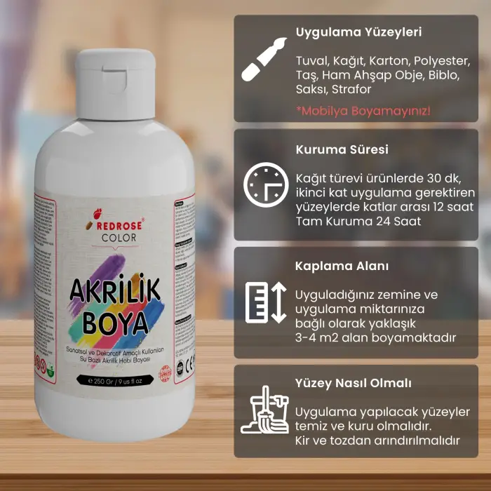 Gri Akrilik Boya 250 g