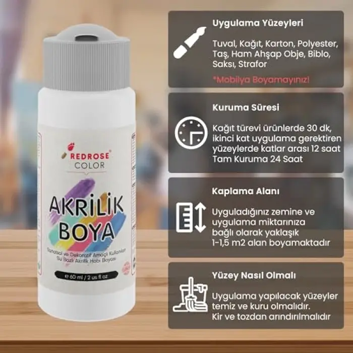 Gri Akrilik Boya 60 ml