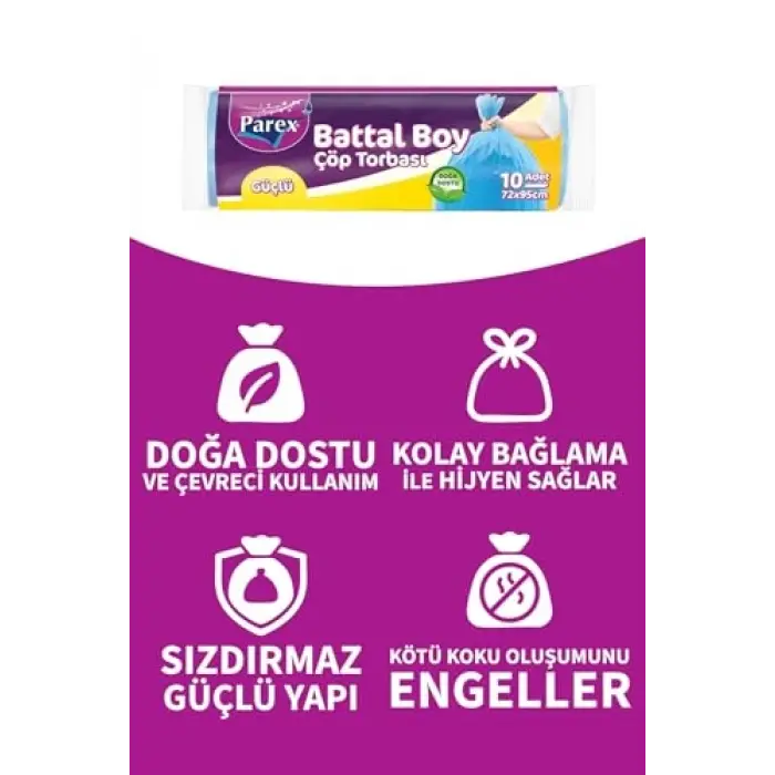 Güçlü Çöp Torbası Battal Boy 10lu