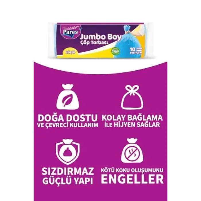 Güçlü Çöp Torbası Jumbo Boy 10lu