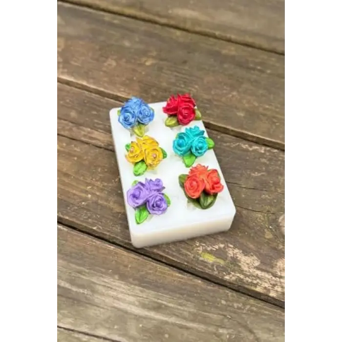 Gül Mini Altılı Silikon Mum Kalıbı