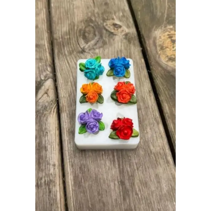 Gül Mini Altılı Silikon Mum Kalıbı