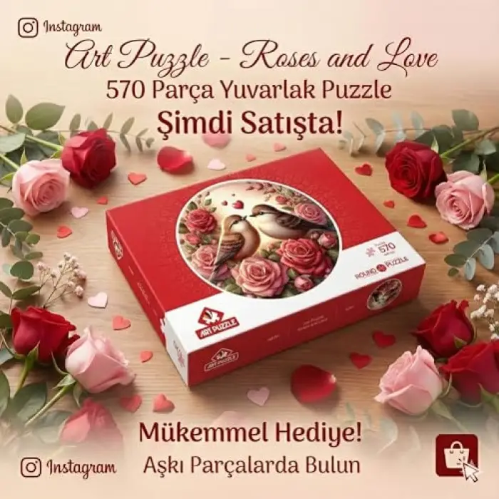 Güller ve Aşk 570 Parça Round Puzzle