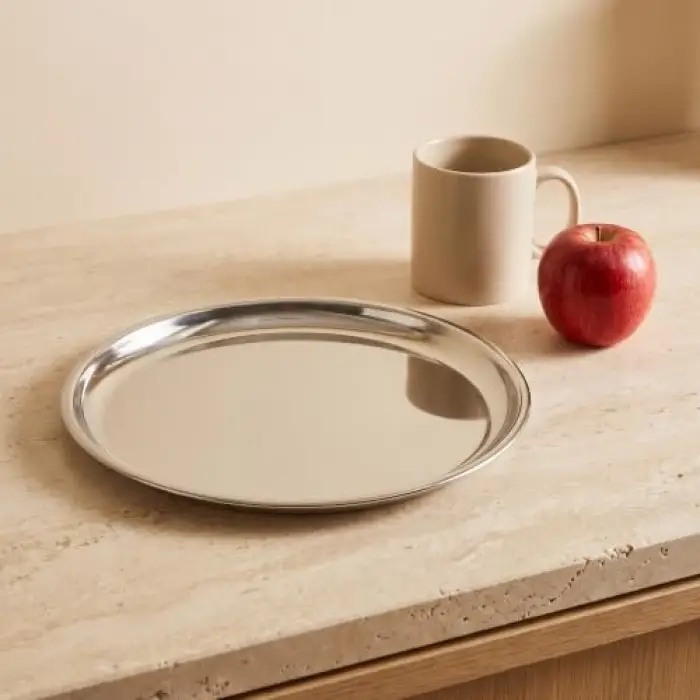 Gümüş Çağ Çelik Servis Tabağı 25 cm