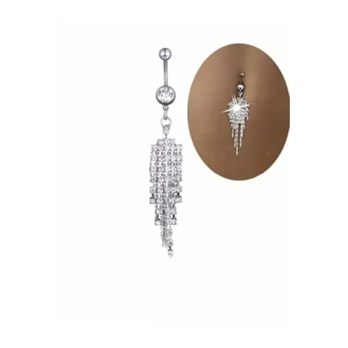 Gümüş Sallantılı Çelik Göbek Piercing, Unisex