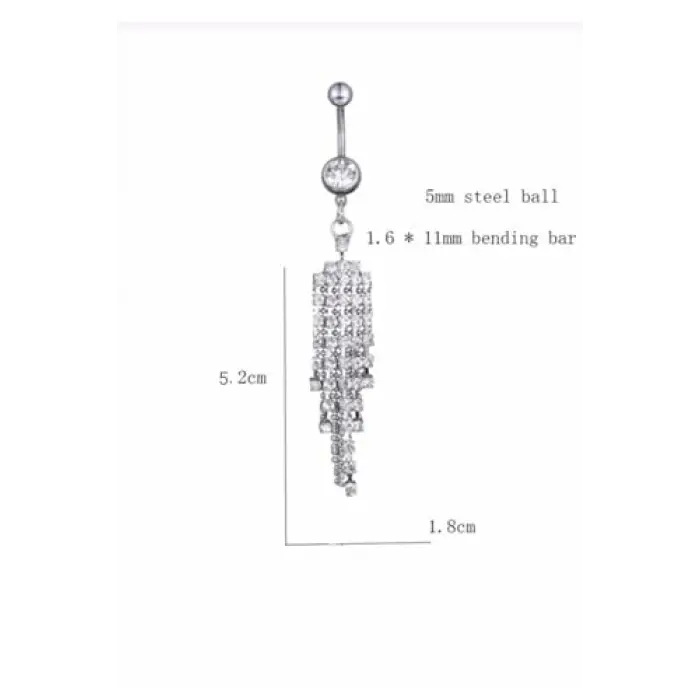 Gümüş Sallantılı Çelik Göbek Piercing, Unisex
