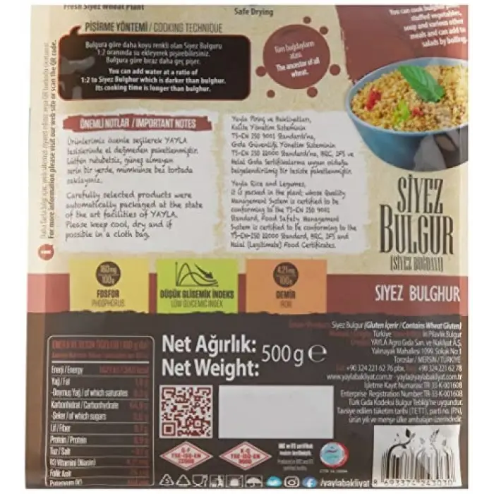 Gurme Siyez Bulgur, 500 g Tekli Paket