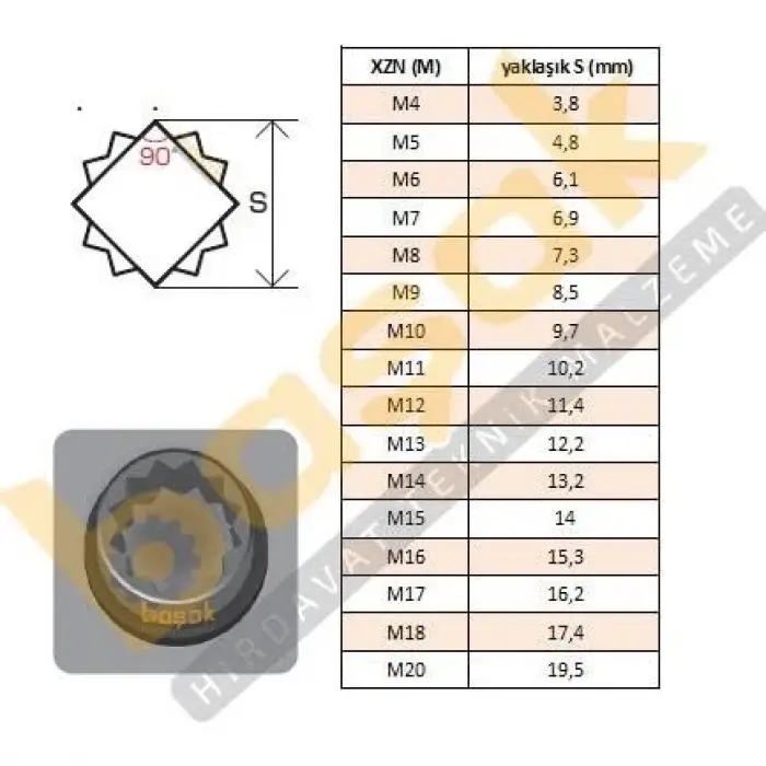 H10 Xzn M8 x 30 mm Bits Uç CB/3008G