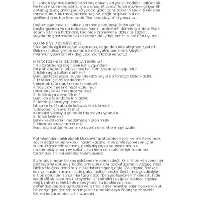 Hacim ve dalga şekillendirme tarağı 722445