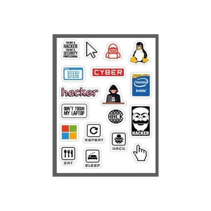 Hacker Temalı Sticker Set 18 Adet