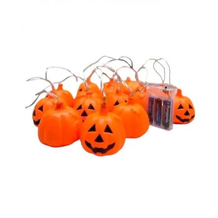 HALLOWEEN BALKABAĞI PİLLİ LED IŞIK 10 AMPÜL 195CM
