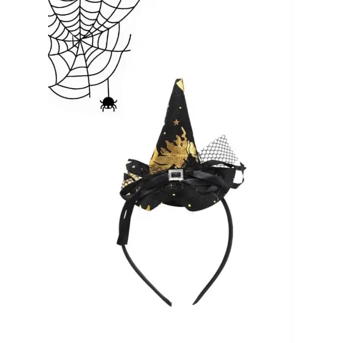HALLOWEEN ŞAPKALI CADI TAÇ SİYAH AST6500-2