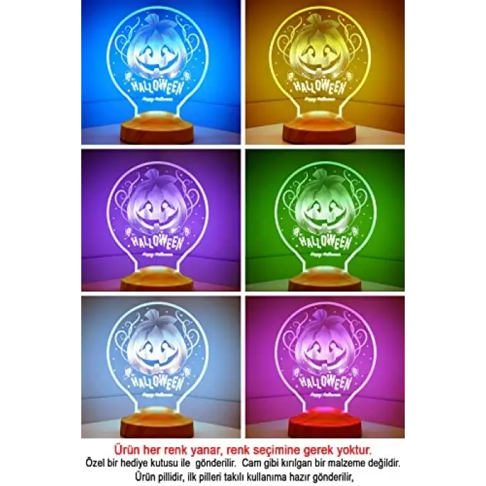 Halloween Temalı 3D LED Lambası