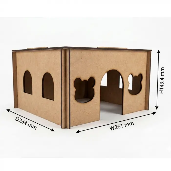 Ham Mdf Geçme Sistemli Ahşap Hamster Evi