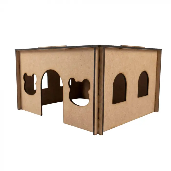 Ham Mdf Geçme Sistemli Ahşap Hamster Evi
