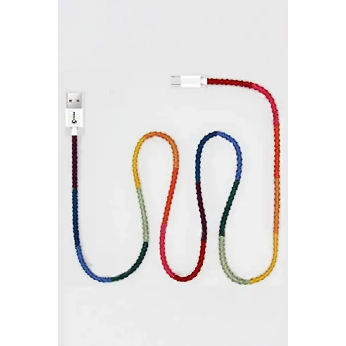 Handmade CC-003 Handmade Rainbow Micro Android Şarj ve Data Kablosu, 100 cm