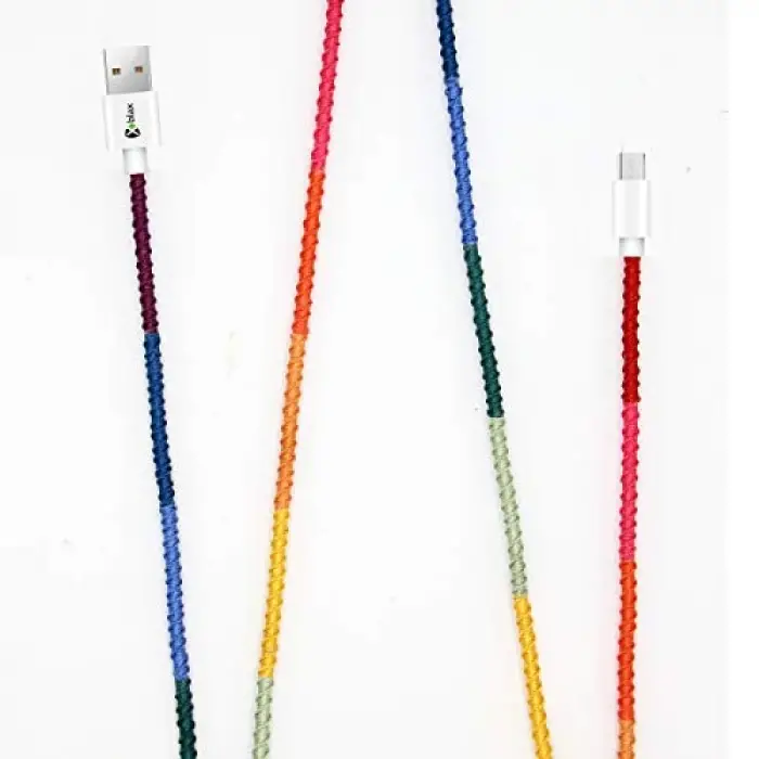 Handmade CC-003 Handmade Rainbow Micro Android Şarj ve Data Kablosu, 100 cm