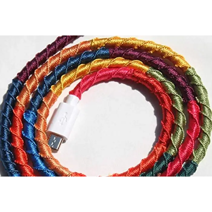 Handmade CC-003 Handmade Rainbow Micro Android Şarj ve Data Kablosu, 100 cm