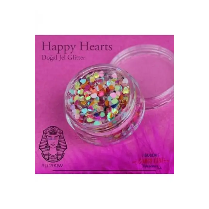 Happy Hearts - Jel Formlu Doğal Glitter