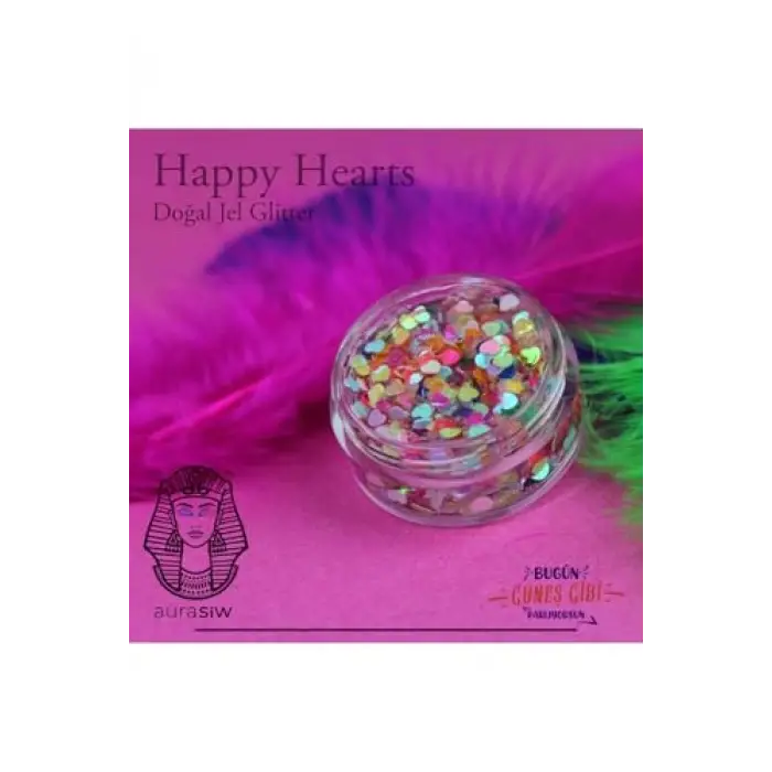 Happy Hearts - Jel Formlu Doğal Glitter