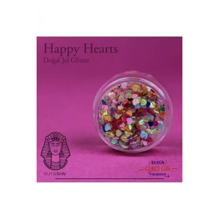 Happy Hearts - Jel Formlu Doğal Glitter