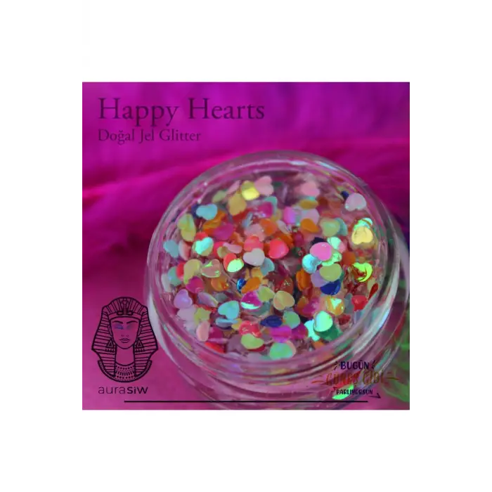 Happy Hearts - Jel Formlu Doğal Glitter