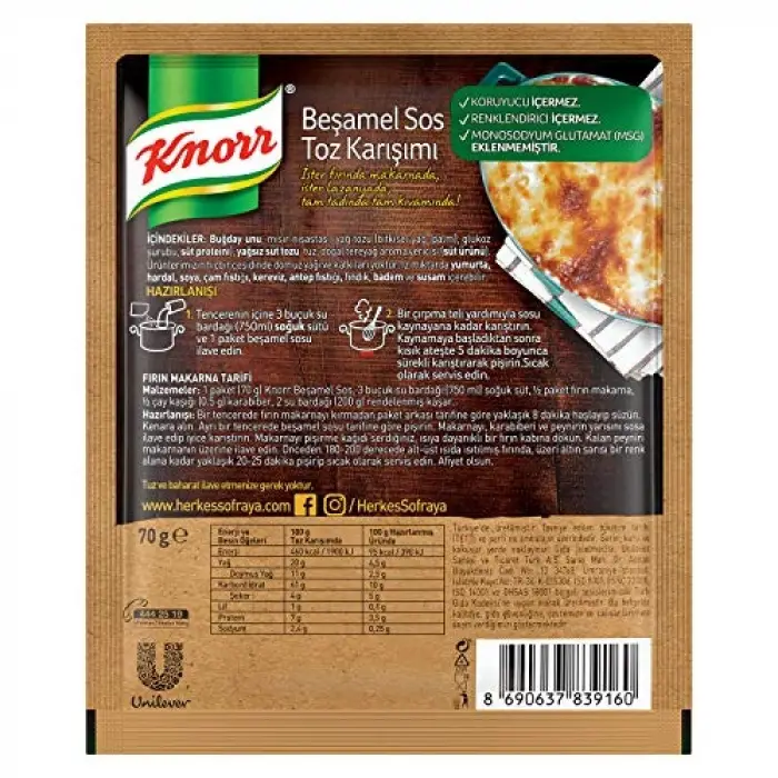 Harçlar Beşamel 70 g 2li paket
