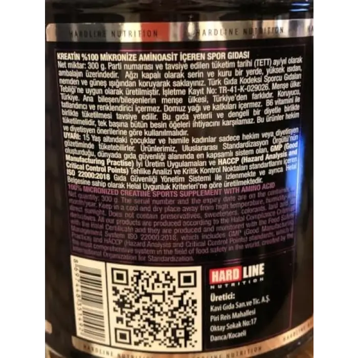 Hardline Creatine%100 Mikronize 300 g