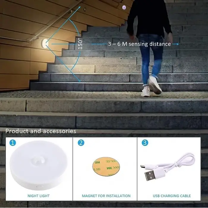 Hareket Sensörlü USB Şarjlı Led Işık Lamba - Gece Lambası