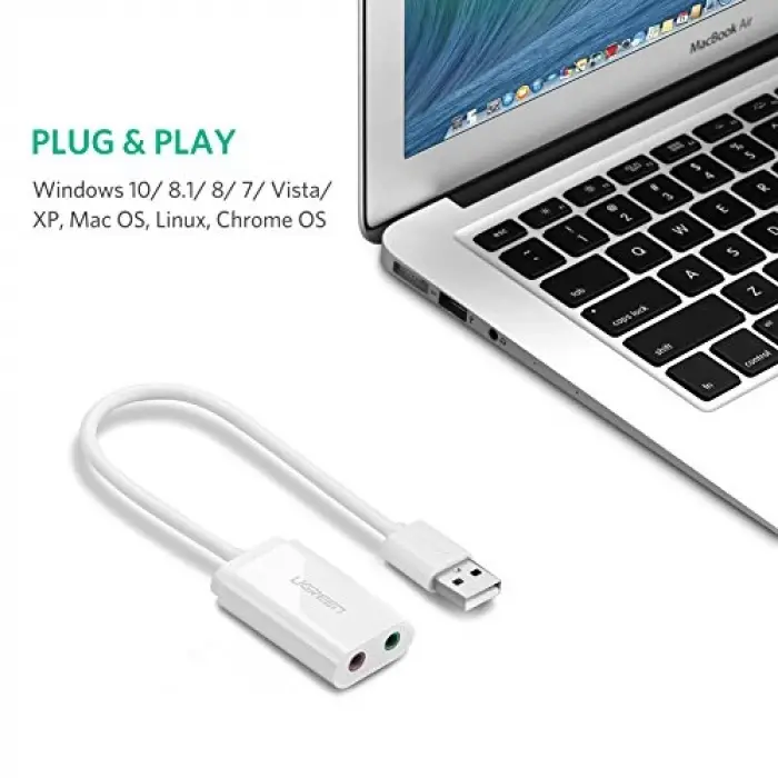 Harici 3.5 mm USB Ses Kartı, Beyaz