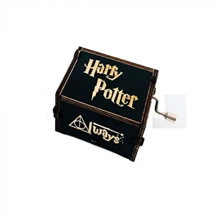 Harry Potter Manuel Çevirmeli Siyah Ahşap İşemeli Müzik Kutusu