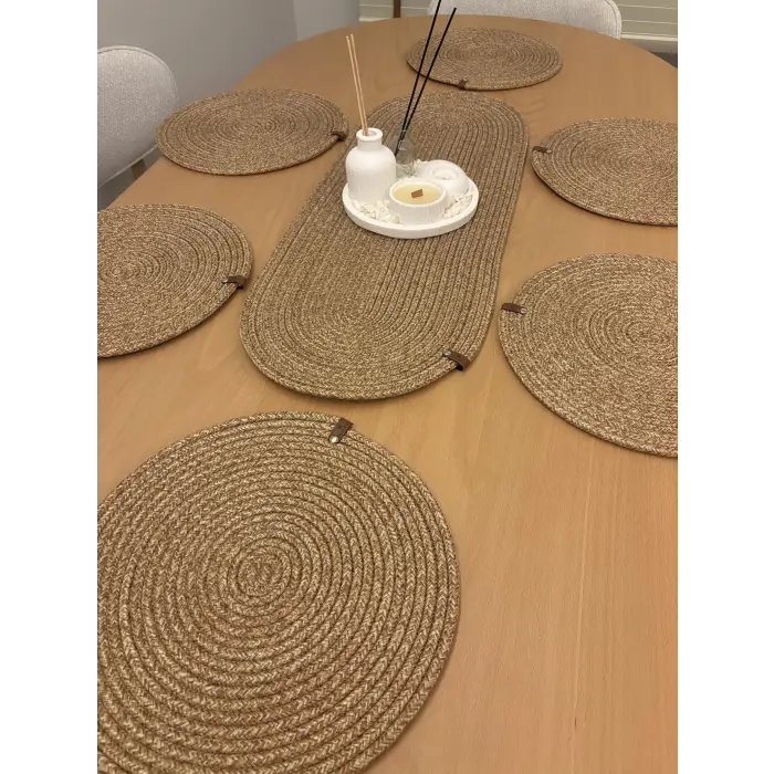 Hasır Amerikan servis ve runner seti, 6 adet supla, 33 cm