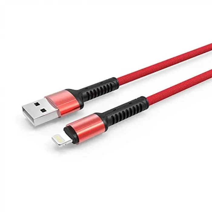 Hasır Kırılmaya Dayanıklı 1m LS63 Lightning Usb Kablo Kırmızı