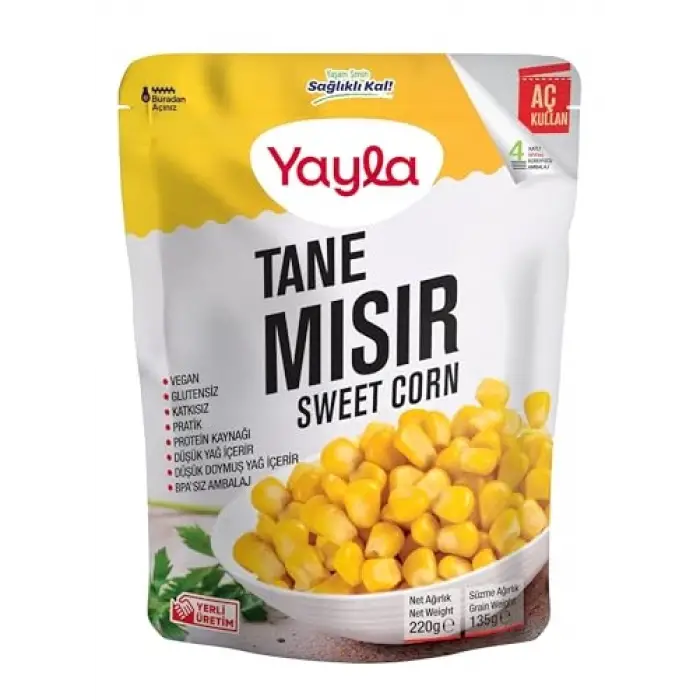 Haşlanmış Tane Mısır, 220 g Tekli Paket