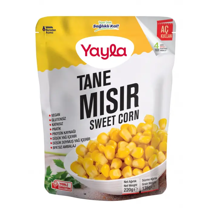 Haşlanmış Tane Mısır, 220 g Tekli Paket
