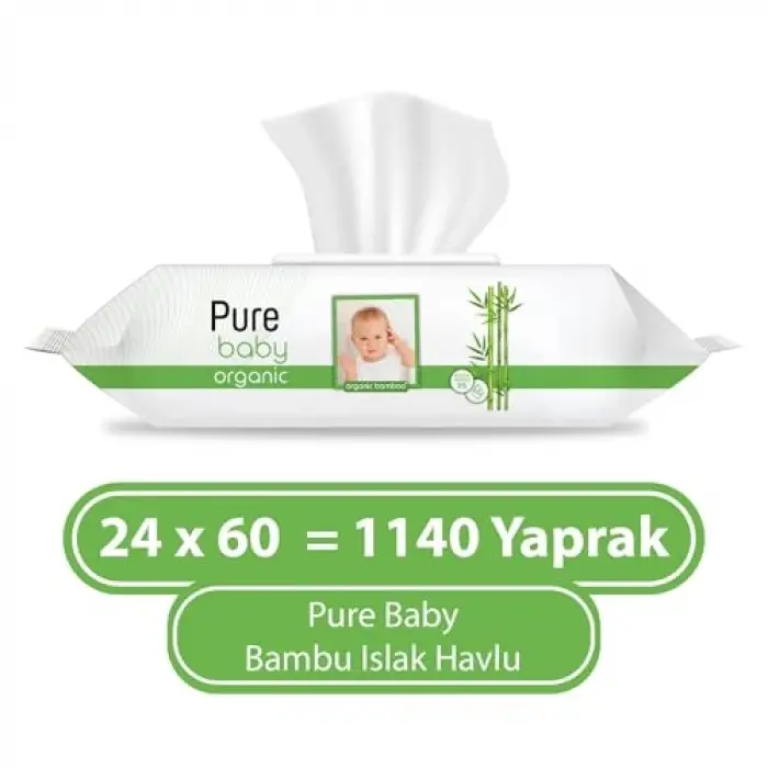 Havlu, Organik Bambu Özlü Islak 24×60 (1440 Yaprak)