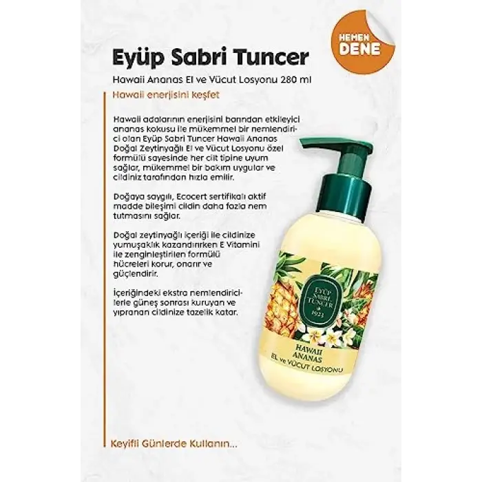 Hawaii Ananas El ve Vücut Losyonu 280 ml