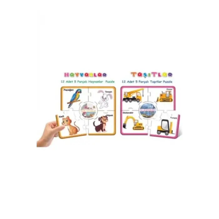 Hayvanlar ve Taşıtlar Eğitici Çark Puzzle