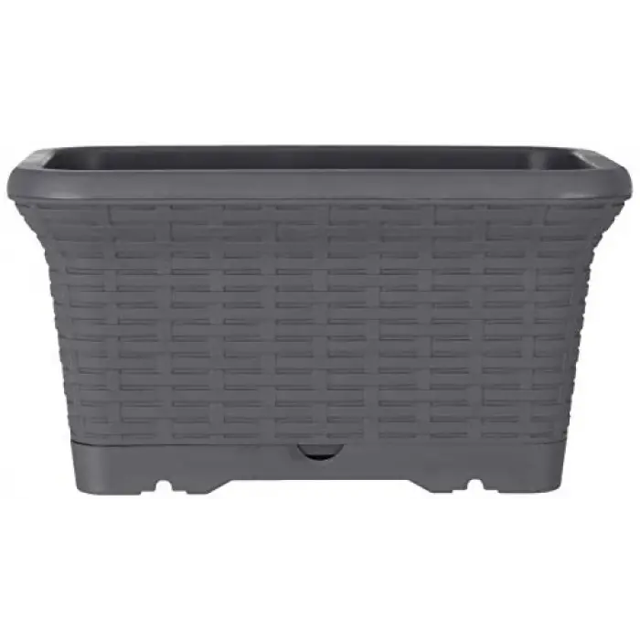 HB01 Hasır Balkon Saksı Tabaklı 33 cm, 6.5 L Antrasit