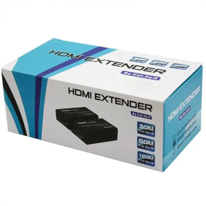 Hdmi Görüntü Aktarma, HDMI TO CAT5/CAT6,60 Metre, Adaptörlü, Extender