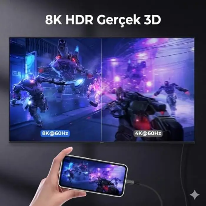HDMI to Type C 8K 1.8m 48 Gbps Kablo