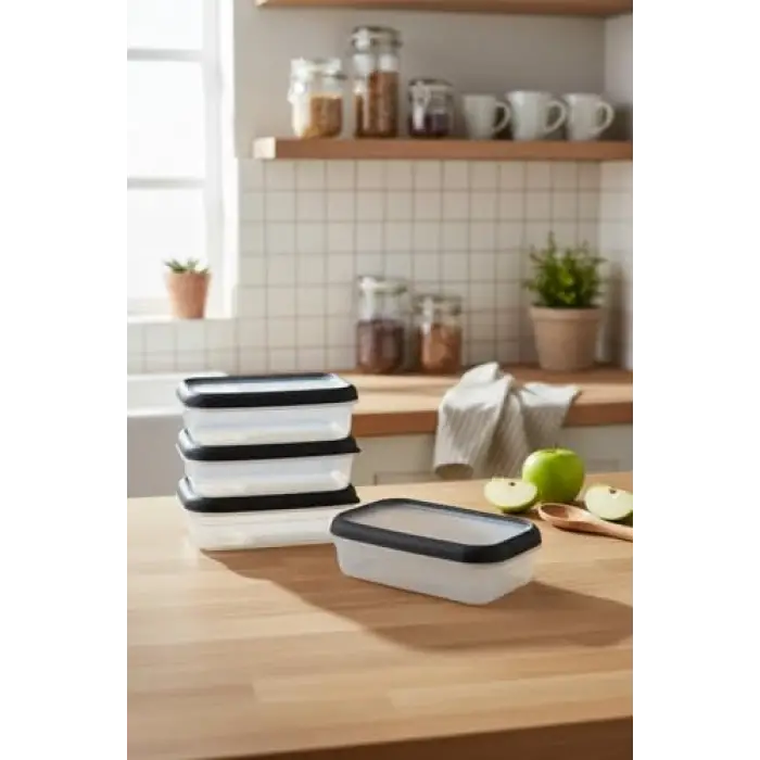 Hide Plus 4Lü Saklama Kabı Siyah (4X 0,70 Lt)