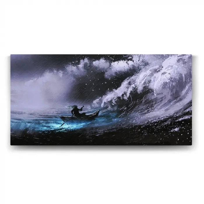 Hırçın Denizde Sihirli Tekne Tablosu - 160x80 cm